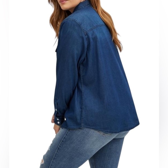 Torrid Taylor Medium Wash Denim Button Down Long Sleeve Shirt - Picture 1 of 6